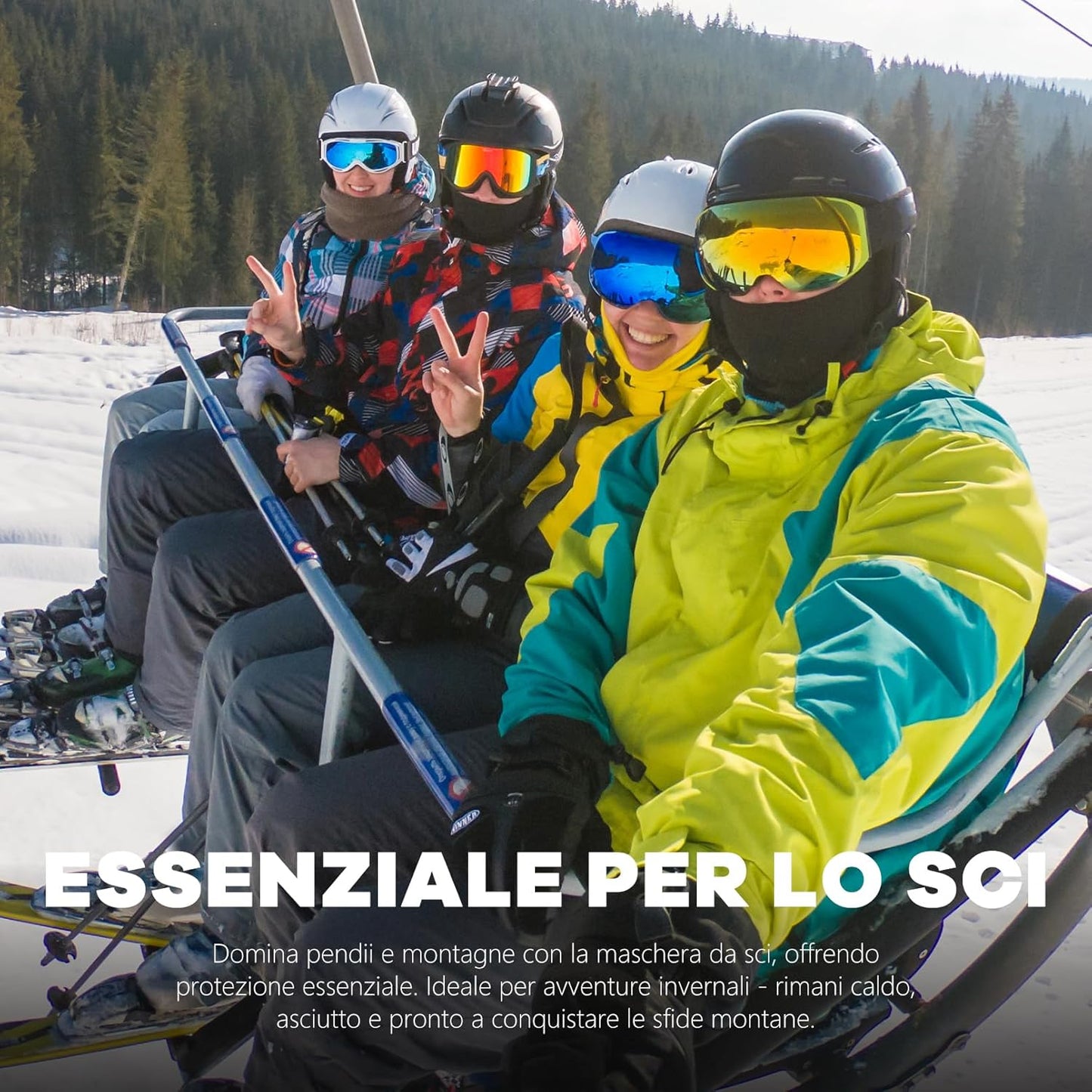 Passamontagna Moto, Maschera Da Sci Con Protettore UV, Balaclava per Uomo/Donna
