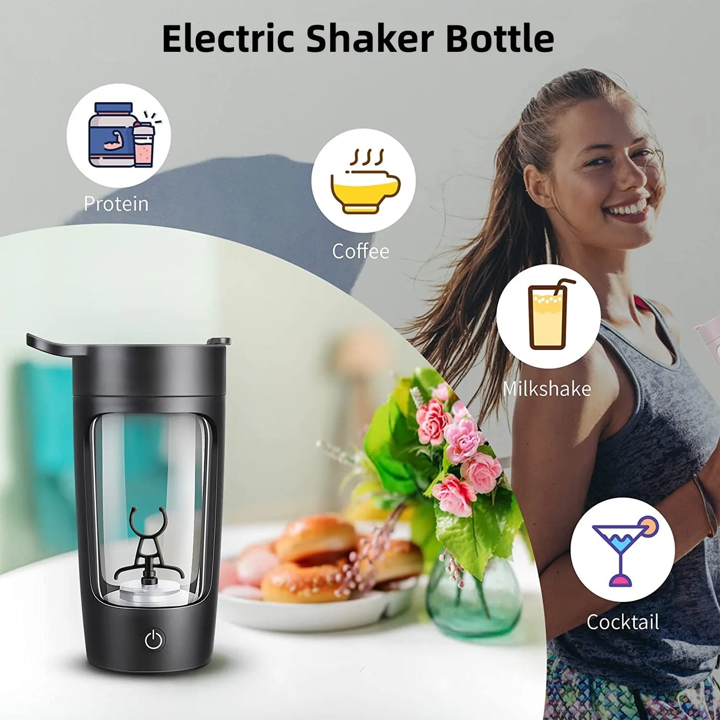 TORNADO F5 PRO MIXER: Shaker Elettrico con Agitazione Automatica e Ricarica USB, multicolore.