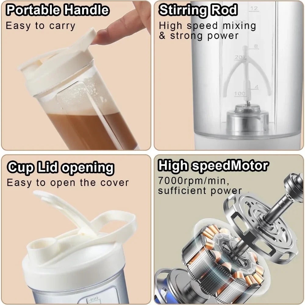 TORNADO F5 PRO MIXER: Shaker Elettrico con Agitazione Automatica e Ricarica USB. Perfetto per Proteine e Milkshake. Bottiglia Graduata da 450 ml (15 Oz), Materiale Certificato (Senza BPA).