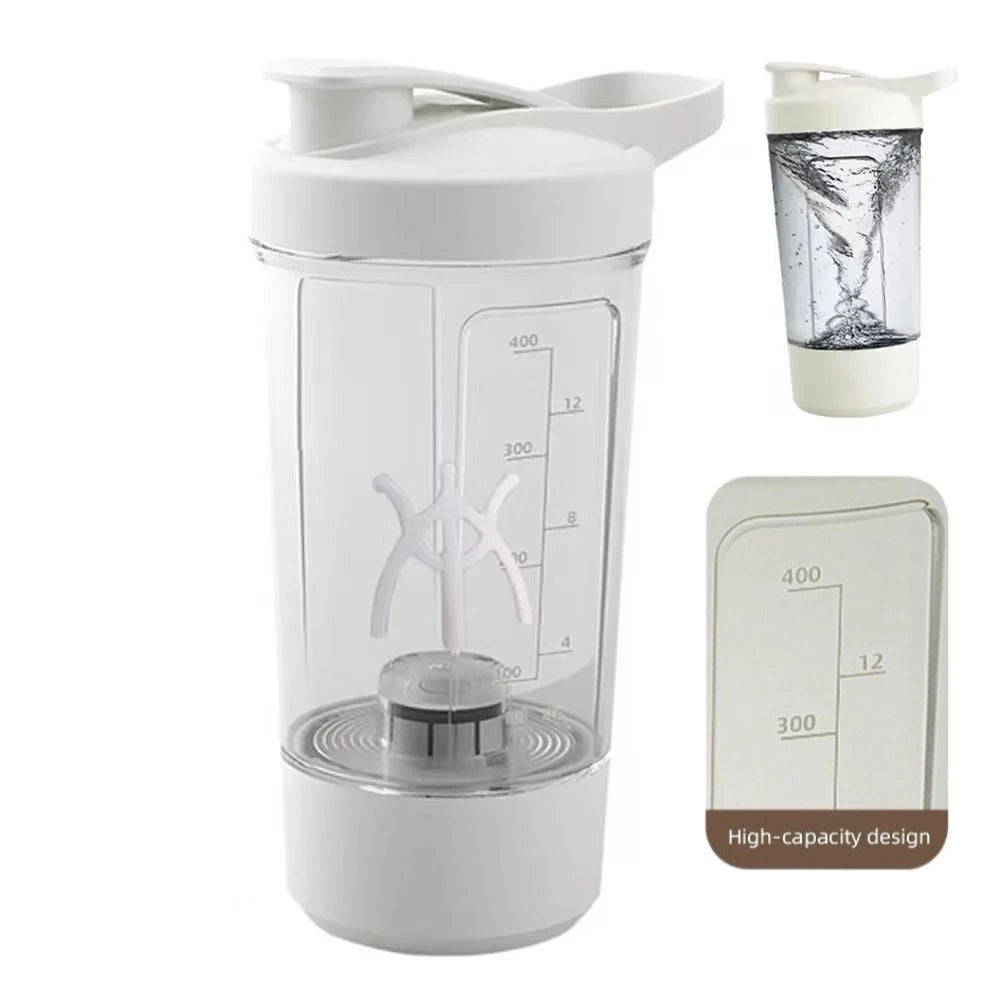 TORNADO F5 PRO MIXER: Shaker Elettrico con Agitazione Automatica e Ricarica USB. Perfetto per Proteine e Milkshake. Bottiglia Graduata da 450 ml (15 Oz), Materiale Certificato (Senza BPA).