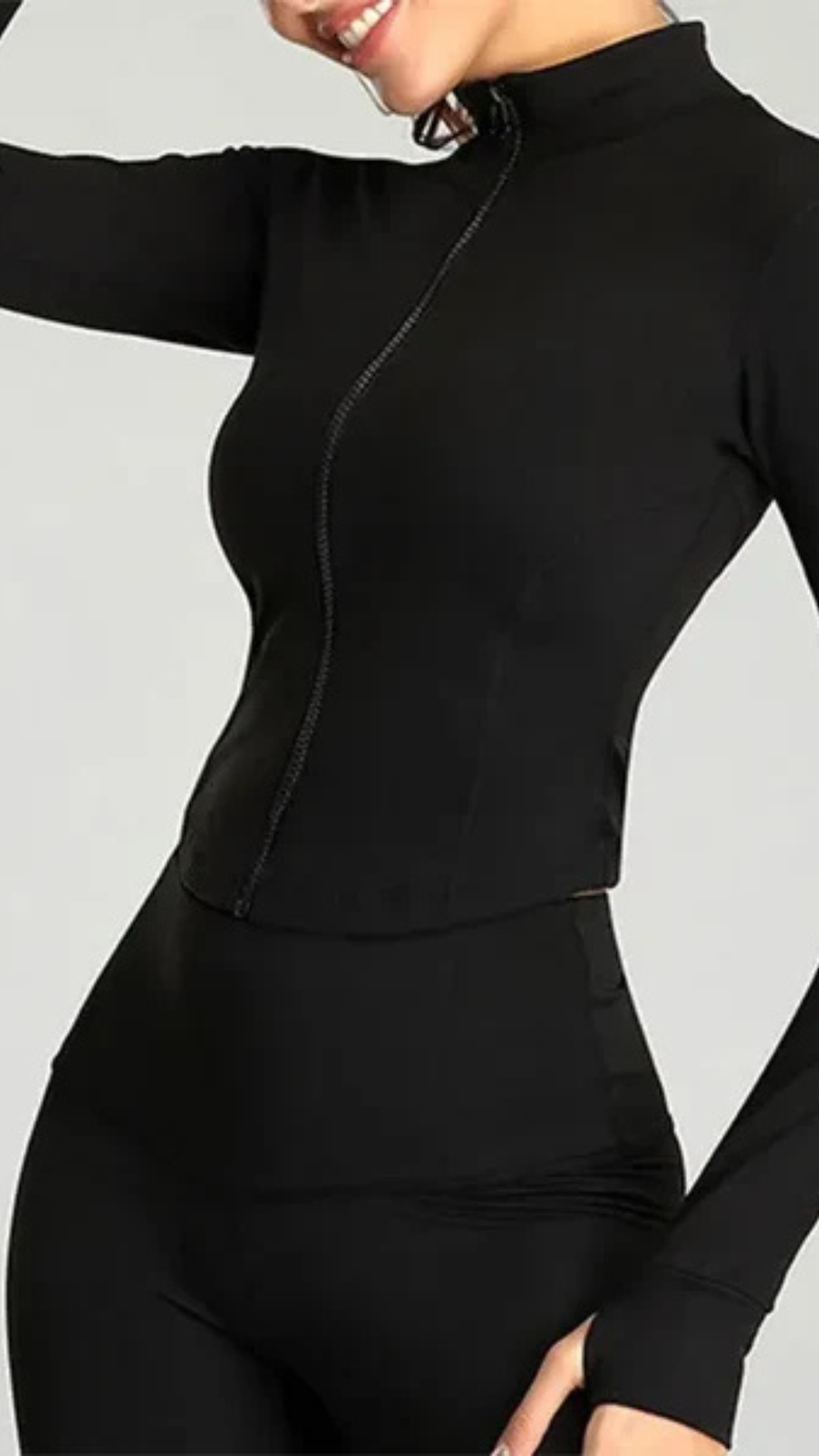Giacca Da Tuta Da Donna Cappotto Fitness a Maniche Lunghe Slim Fit Top Corto Da Yoga Con Fori per I Pollici Giacca Da Palestra Felpe Da Allenamento