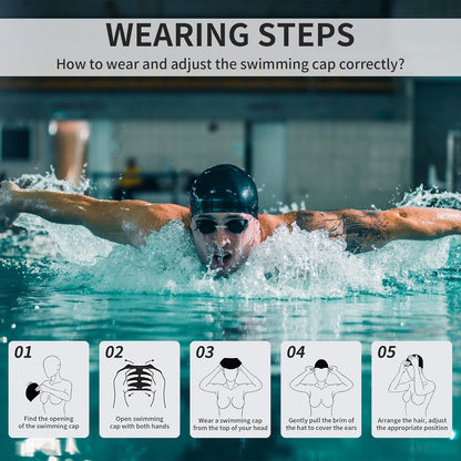 PRO SPORT ITALIA - Cuffia da Nuoto Professionale in Silicone con Protezione Orecchie (Ideale Capelli Lunghi)