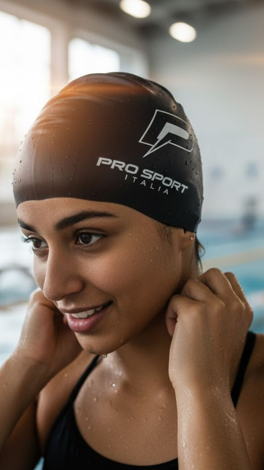 PRO SPORT ITALIA - Cuffia da Nuoto Professionale in Silicone con Protezione Orecchie (Ideale Capelli Lunghi)