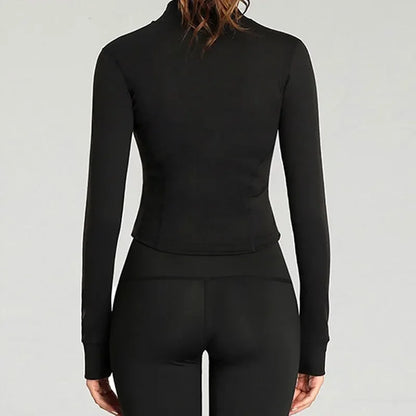 Giacca Da Tuta Da Donna Cappotto Fitness a Maniche Lunghe Slim Fit Top Corto Da Yoga Con Fori per I Pollici Giacca Da Palestra Felpe Da Allenamento
