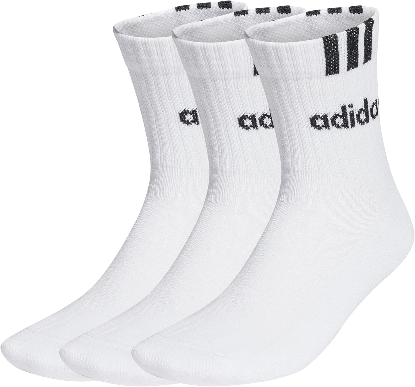 Unisex - Adulto 3-Stripes Linear Half-Crew Cushioned Socks 3 Pairs