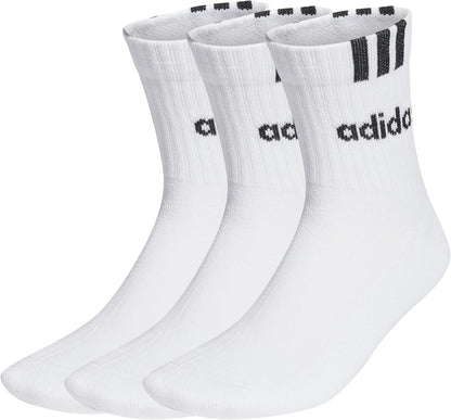 Unisex - Adulto 3-Stripes Linear Half-Crew Cushioned Socks 3 Pairs