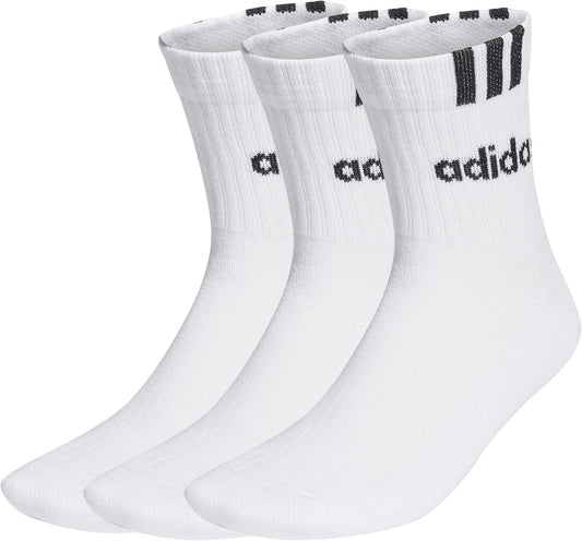 Unisex - Adulto 3-Stripes Linear Half-Crew Cushioned Socks 3 Pairs