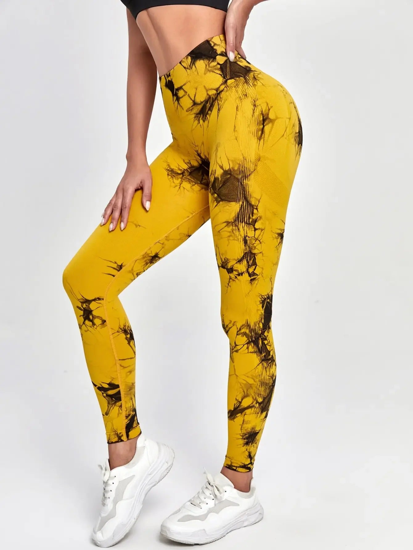 Leggings Sportivi Donna ZenFit a Vita Alta con Effetto Push-Up - Tie Dye Seamless